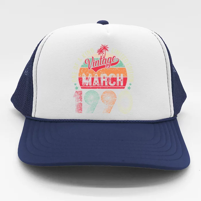 33 Years Old 33th Birthday Gifts Vintage Retro March 1990 Trucker Hat