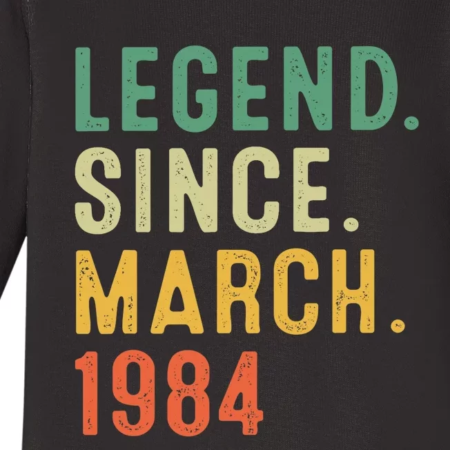 39 Years Old Gifts Awesome Since March 1984 39th Birthday Baby Long Sleeve Bodysuit