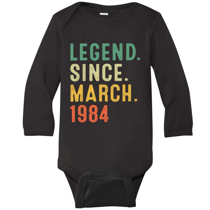 39 Years Old Gifts Awesome Since March 1984 39th Birthday Baby Long Sleeve Bodysuit