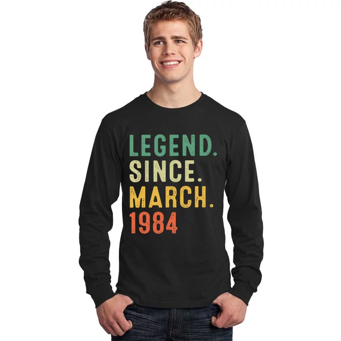 39 Years Old Gifts Awesome Since March 1984 39th Birthday Tall Long Sleeve T-Shirt