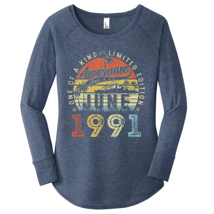 32 Year Old Awesome Since June 1991 32th Birthday Women's Perfect Tri Tunic Long Sleeve Shirt