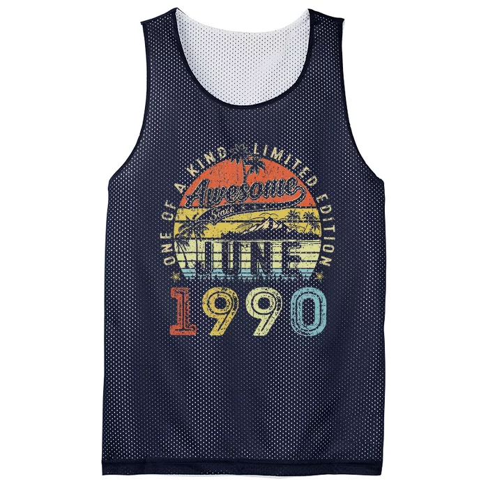 33 Year Old Awesome Since June 1990 33th Birthday (1) Mesh Reversible Basketball Jersey Tank