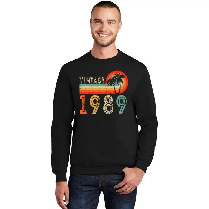 34 Year Old Gift Vintage 1989 Made In 1989 34th Birthday Tall Sweatshirt