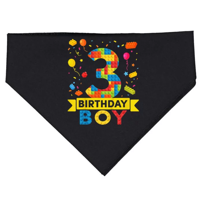 3 Year Old Building Blocks 3rd Birthday USA-Made Doggie Bandana