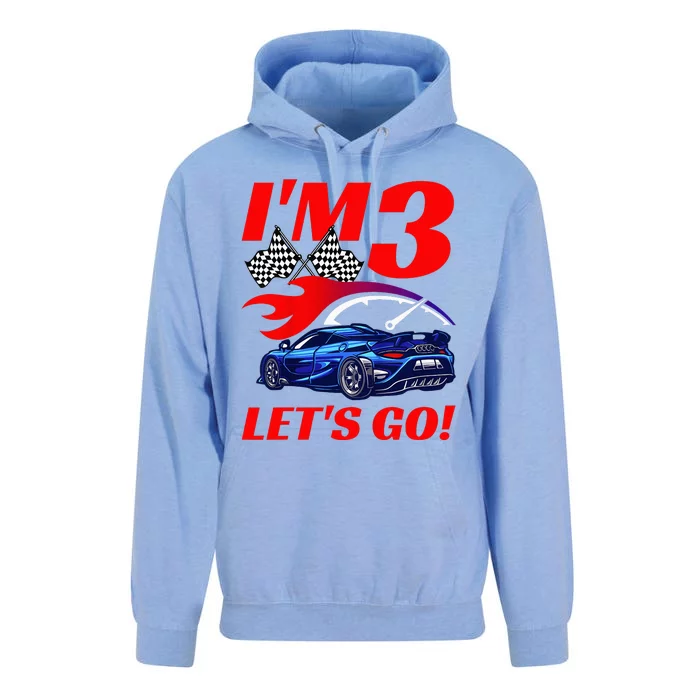 3 Year Old 3rd Racing Racecar Birthday Party Unisex Surf Hoodie