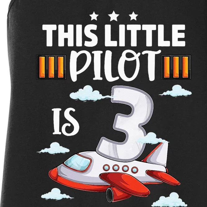 3 year old Airplane Pilot 3rd Birthday Aircraft Women's Racerback Tank