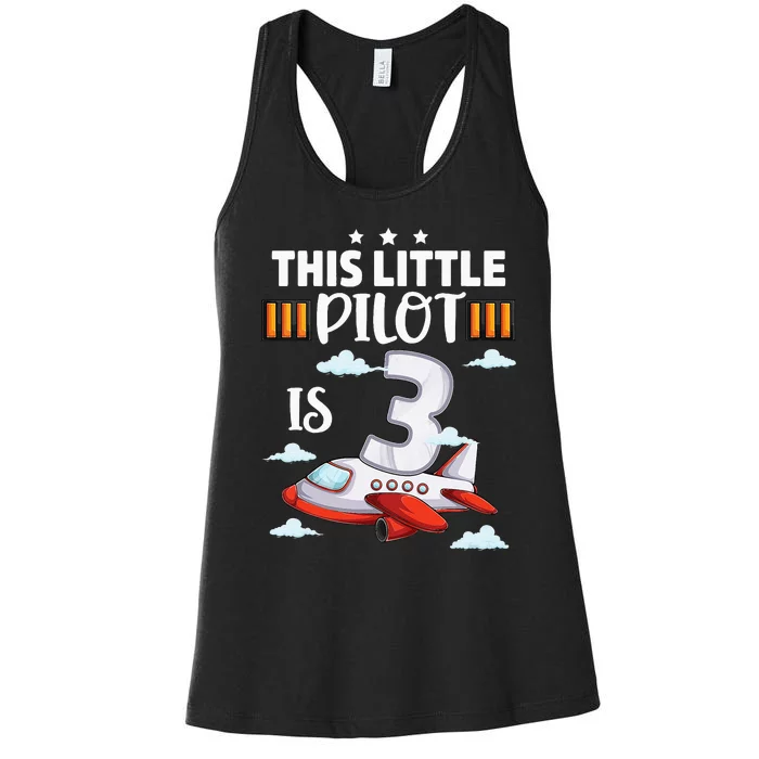 3 year old Airplane Pilot 3rd Birthday Aircraft Women's Racerback Tank