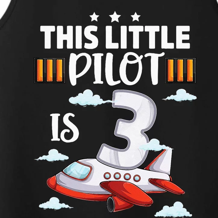 3 year old Airplane Pilot 3rd Birthday Aircraft Performance Tank