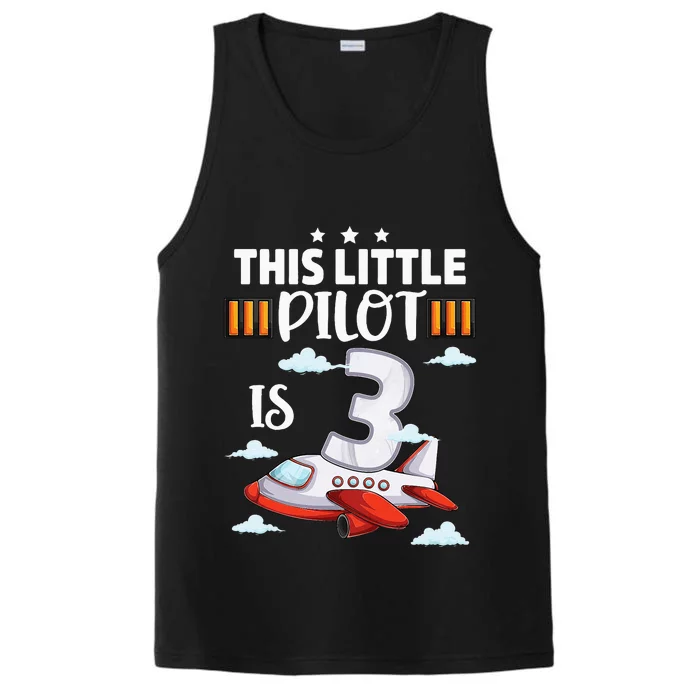 3 year old Airplane Pilot 3rd Birthday Aircraft Performance Tank