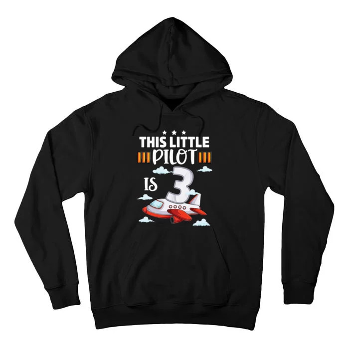 3 year old Airplane Pilot 3rd Birthday Aircraft Tall Hoodie