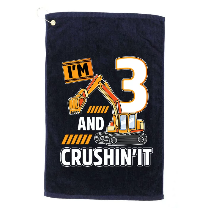 3 Year Old Vehicles Construction Excavator Birthday 3rd Platinum Collection Golf Towel