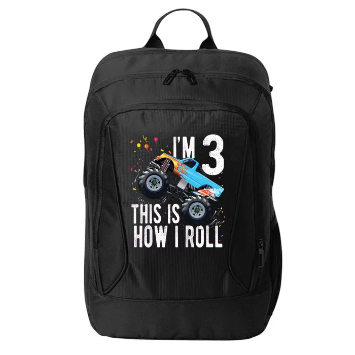 3 Year Old Shirt 3rd Birthday Boy Monster Truck Car City Backpack