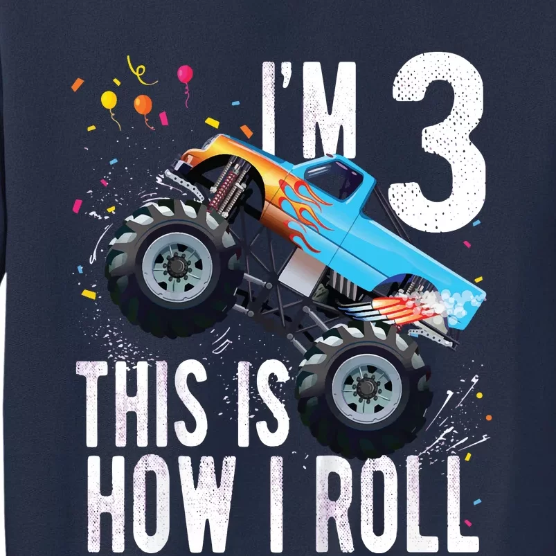 3 Year Old Shirt 3rd Birthday Boy Monster Truck Car Sweatshirt