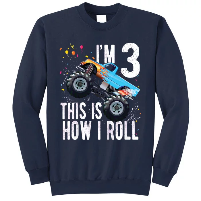 3 Year Old Shirt 3rd Birthday Boy Monster Truck Car Sweatshirt