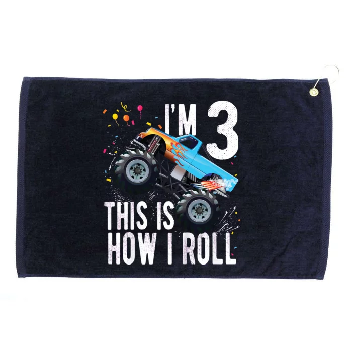 3 Year Old Shirt 3rd Birthday Boy Monster Truck Car Grommeted Golf Towel