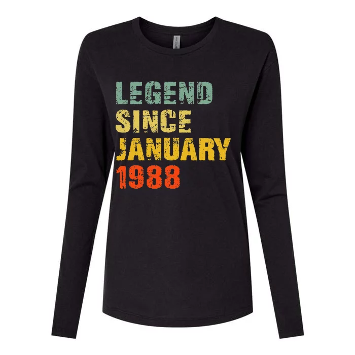 35 Year Old 35th Birthday Gifts Legend Since January 1988 Womens Cotton Relaxed Long Sleeve T-Shirt