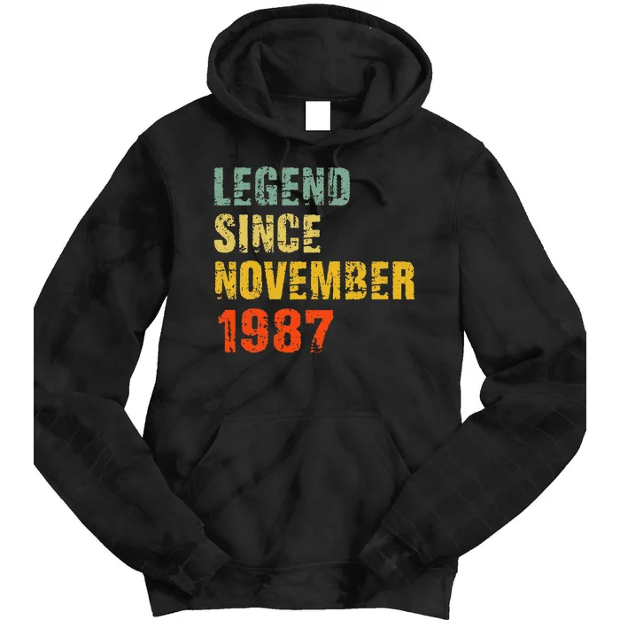 35 Year Old 35th Birthday Gifts Legend Since November 1987 Tie Dye Hoodie