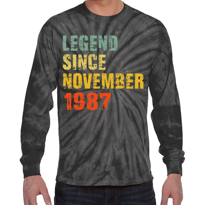 35 Year Old 35th Birthday Gifts Legend Since November 1987 Tie-Dye Long Sleeve Shirt