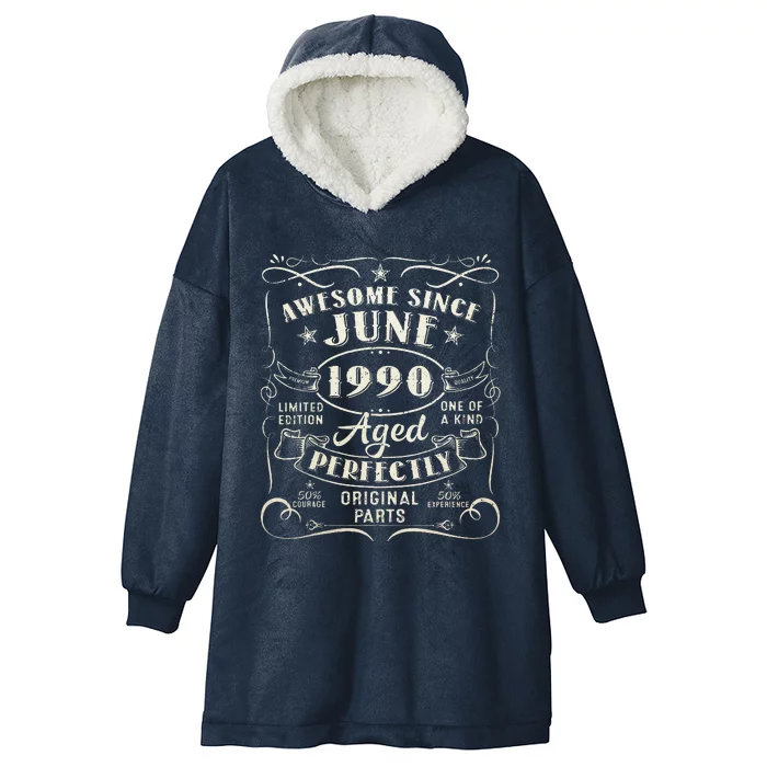 33 Year Old Awesome Since June 1990 33th Birthday Hooded Wearable Blanket