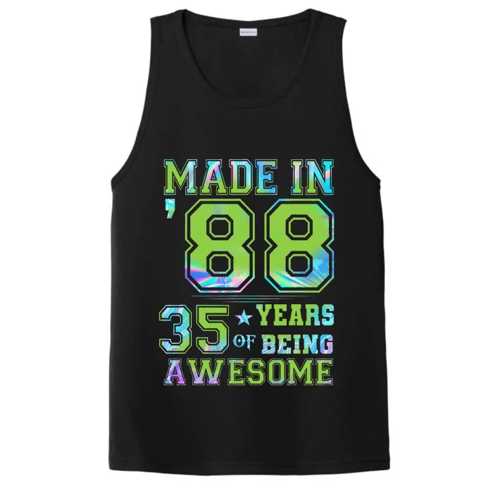 35 Year Old Gift 35th Birthday Women Made In 1988 Performance Tank