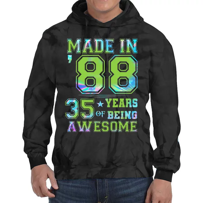 35 Year Old Gift 35th Birthday Women Made In 1988 Tie Dye Hoodie