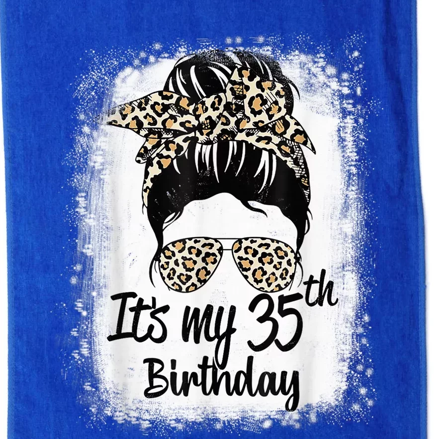 35 Years Old Messy Bun Leopard It's My 35th Birthday Platinum Collection Golf Towel