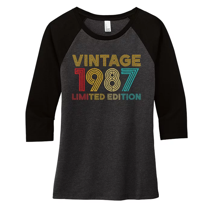 35 Years Old Vintage 1987 Limited Edition 35th Birthday Women's Tri-Blend 3/4-Sleeve Raglan Shirt