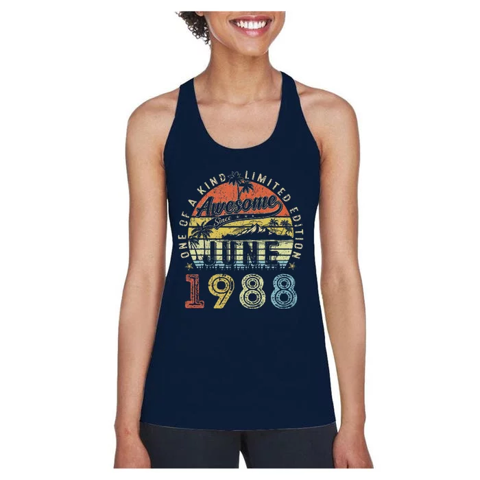 35 Year Old Awesome Since June 1988 35th Birthday Women's Racerback Tank