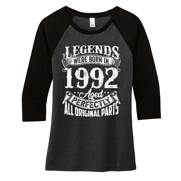 32 Years Old Vintage Legends Born In 1992 32nd Birthday Women's Tri-Blend 3/4-Sleeve Raglan Shirt