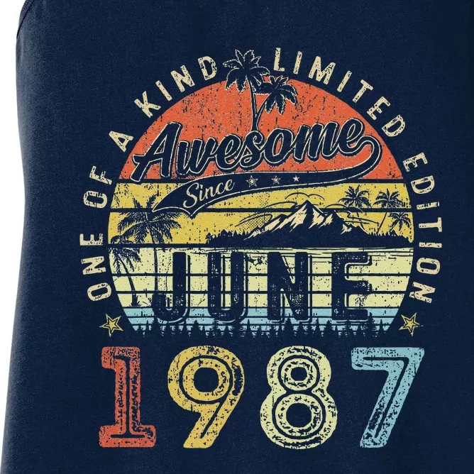 36 Year Old Awesome Since June 1987 36th Birthday Women's Racerback Tank