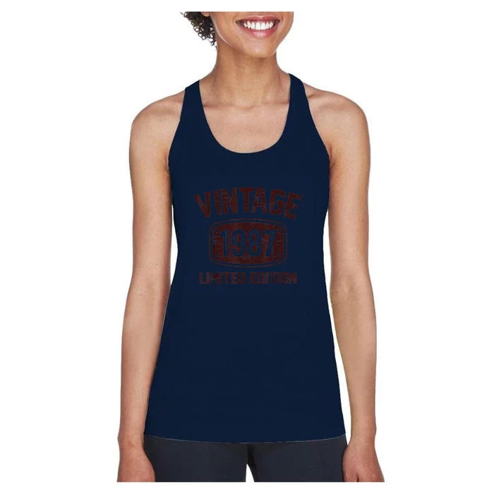 36 Years Old Vintage 1987 Limited Edition 36th Birthday Women's Racerback Tank