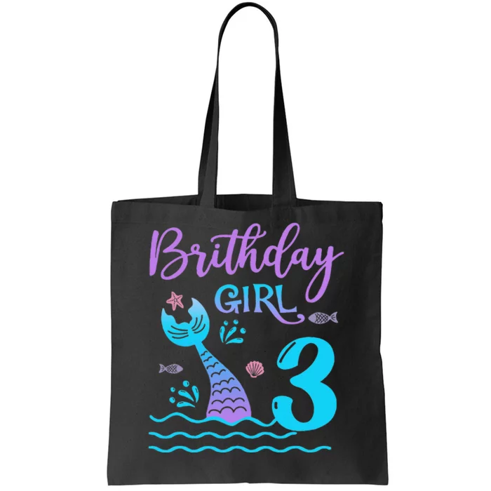 3 Year Old Gift Mermaid Tail 3rd Birthday Daughter Tote Bag