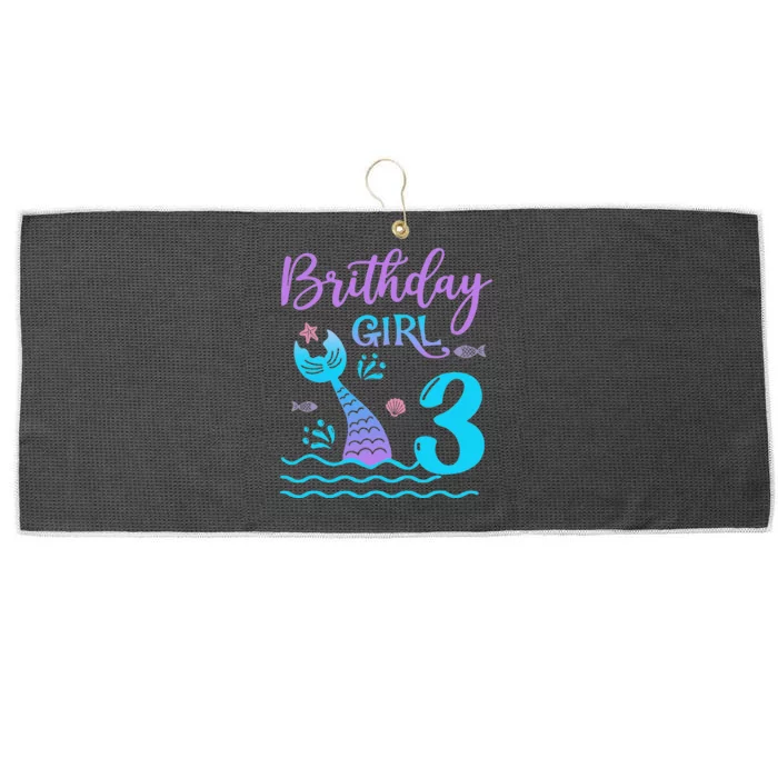 3 Year Old Gift Mermaid Tail 3rd Birthday Daughter Large Microfiber Waffle Golf Towel