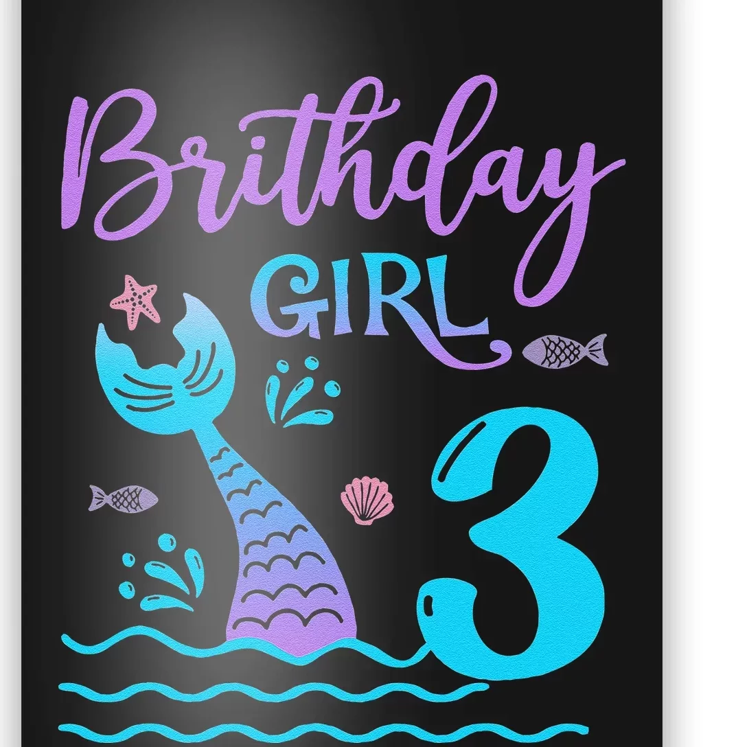 3 Year Old Gift Mermaid Tail 3rd Birthday Daughter Poster