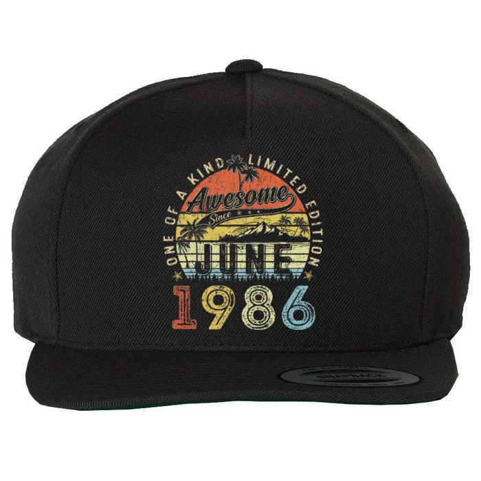 37 Year Old Awesome Since June 1986 37th Birthday Wool Snapback Cap