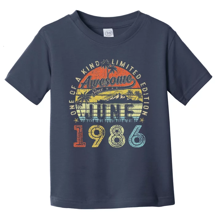 37 Year Old Awesome Since June 1986 37th Birthday Toddler T-Shirt