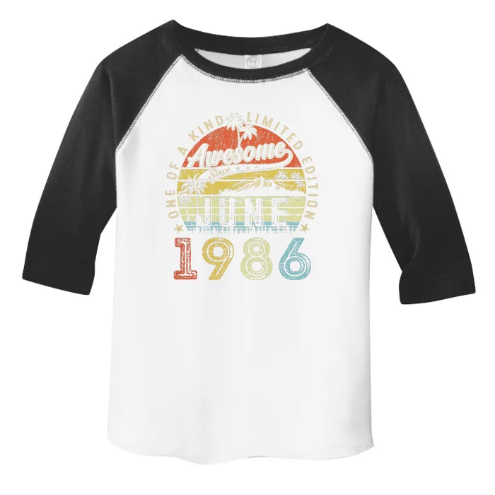 37 Year Old Awesome Since June 1986 37th Birthday Toddler Fine Jersey T-Shirt