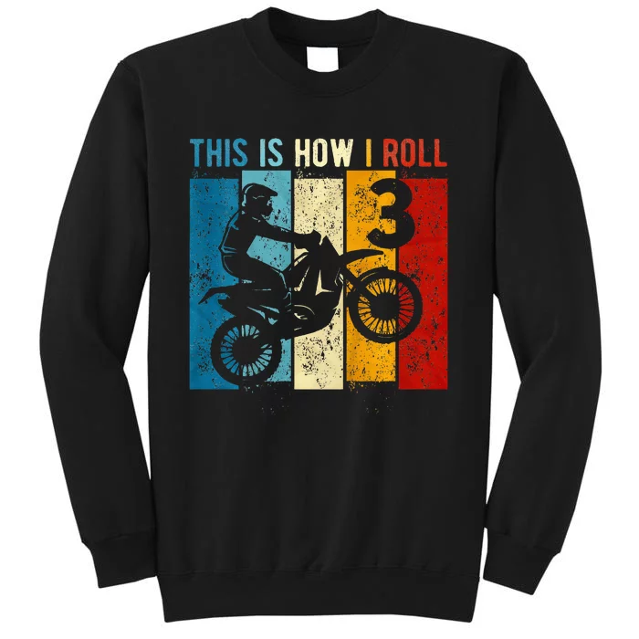 3 Year Old Birthday Boy Motocross 3rd Birthday Dirt Bike Tall Sweatshirt