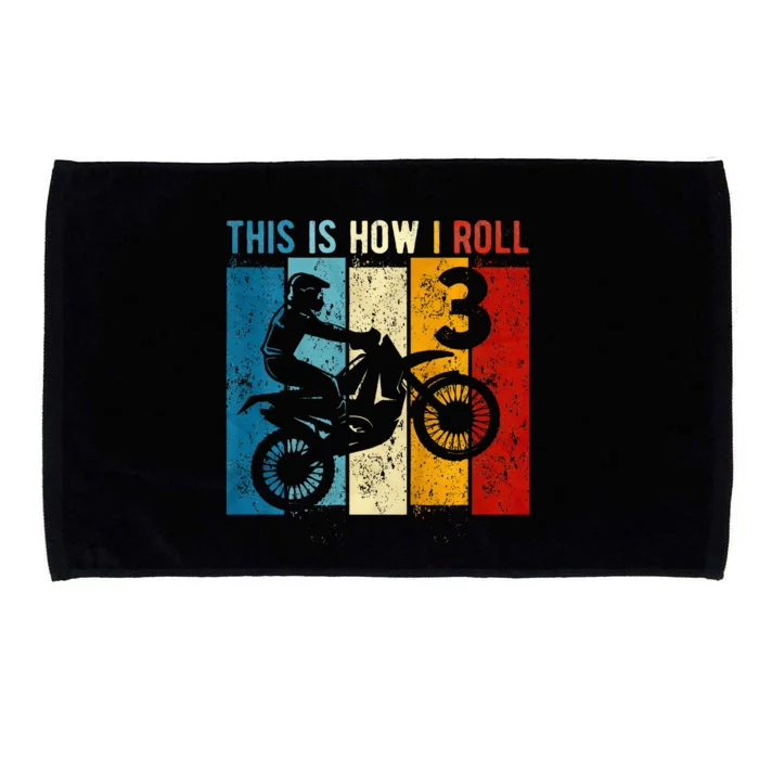 3 Year Old Birthday Boy Motocross 3rd Birthday Dirt Bike Microfiber Hand Towel