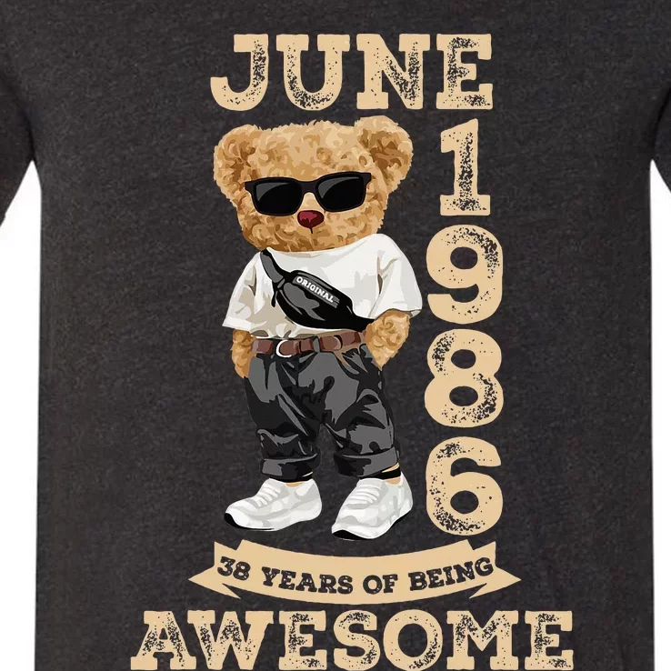 38 Year Old Awesome June 1986 38th Birthday Gifts V-Neck T-Shirt