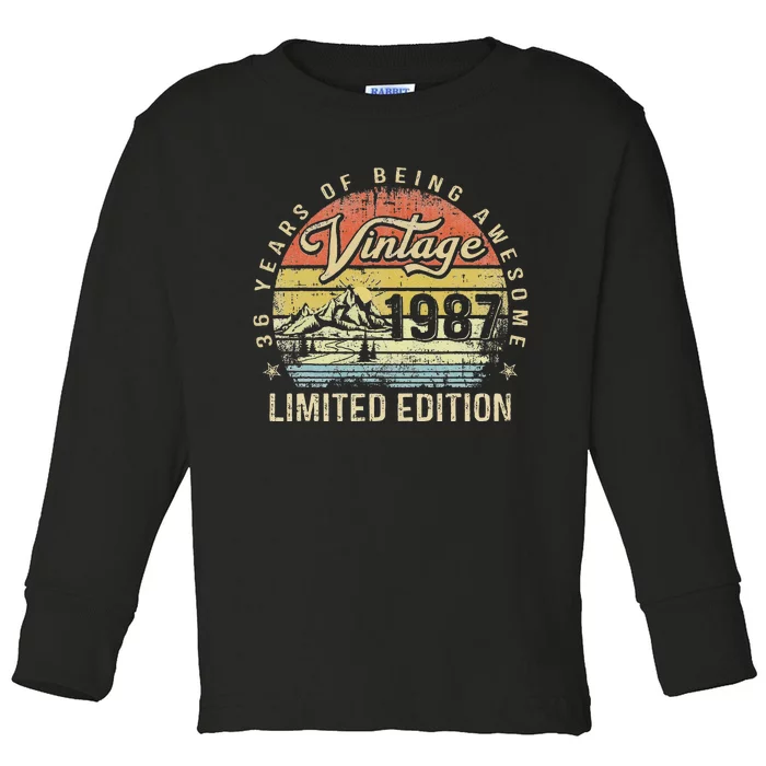 36 Year Old Gifts Vintage 1987 Limited Edition 36th Birthday Toddler Long Sleeve Shirt