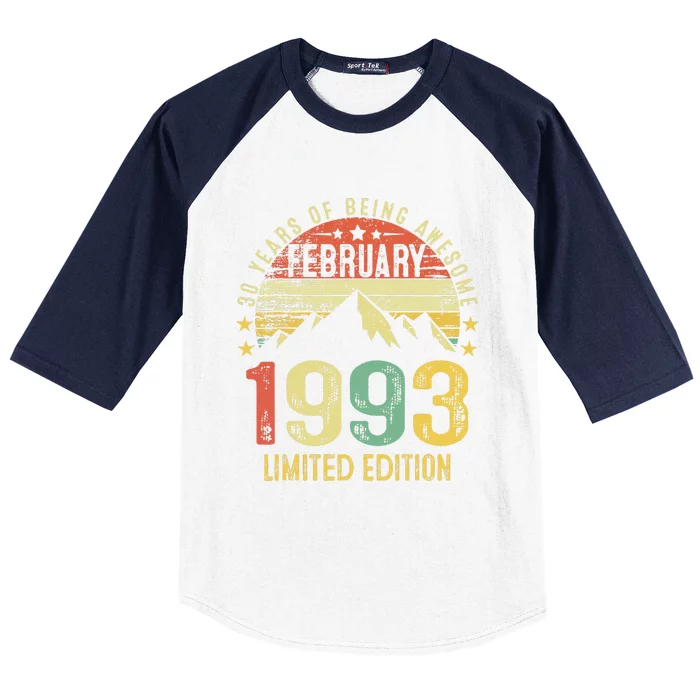 30 Year Old Gift February 1993 Limited Edition 30th Birthday Baseball Sleeve Shirt