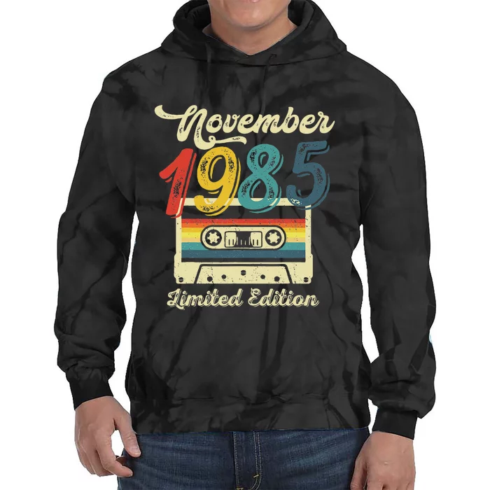 37 Years Old Gift Retro November 1985 Cassette 37th Birthday Tie Dye Hoodie