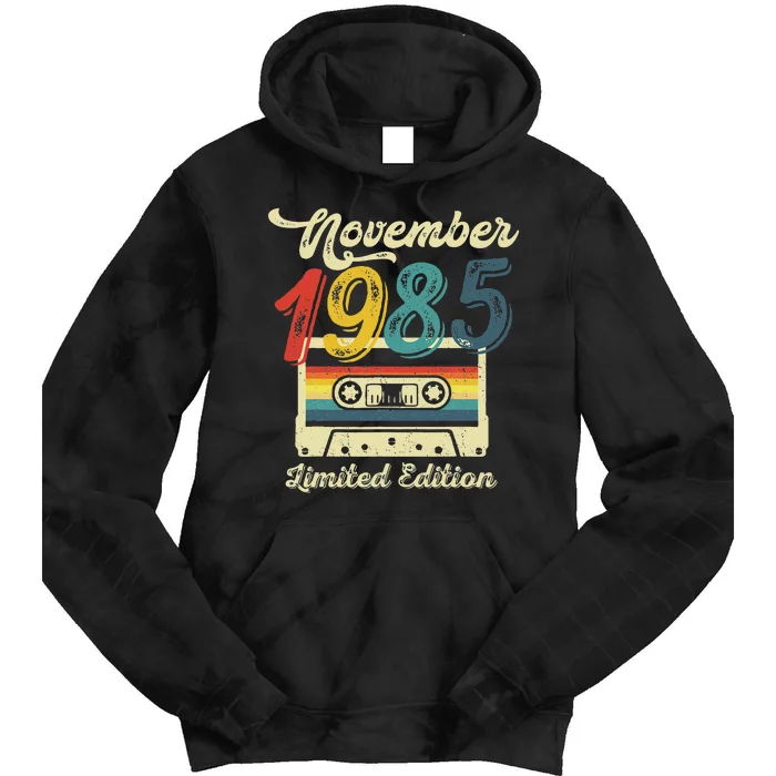 37 Years Old Gift Retro November 1985 Cassette 37th Birthday Tie Dye Hoodie