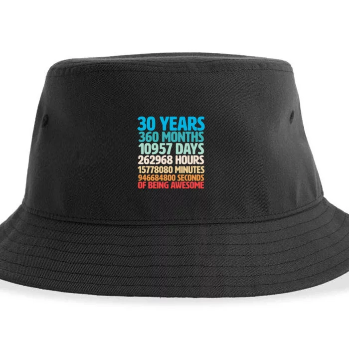 30 Years Of Being Awesome 30th Birthday Time Breakdown Sustainable Bucket Hat