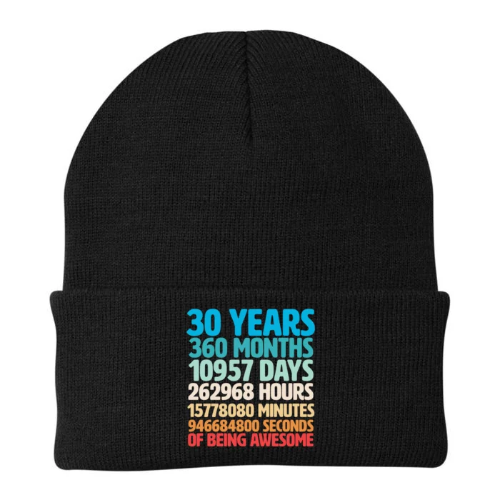 30 Years Of Being Awesome 30th Birthday Time Breakdown Knit Cap Winter Beanie