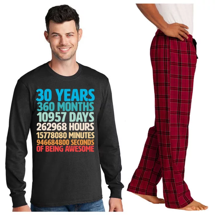 30 Years Of Being Awesome 30th Birthday Time Breakdown Long Sleeve Pajama Set