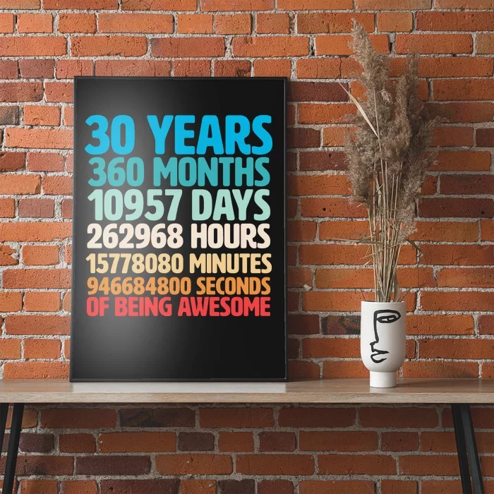 30 Years Of Being Awesome 30th Birthday Time Breakdown Poster