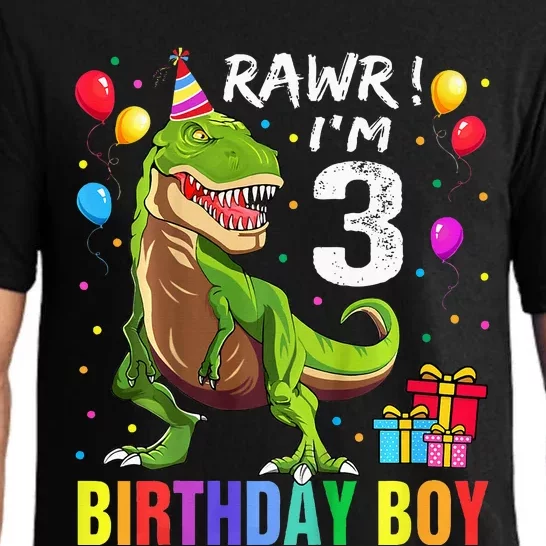 3 Year Old 3rd Birthday T Rex Dinosaur Pajama Set