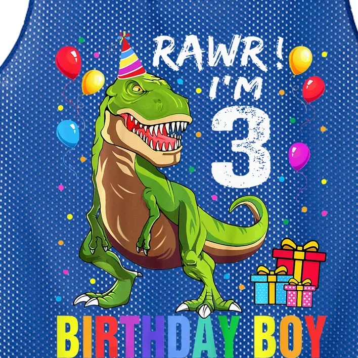 3 Year Old 3rd Birthday T Rex Dinosaur Mesh Reversible Basketball Jersey Tank